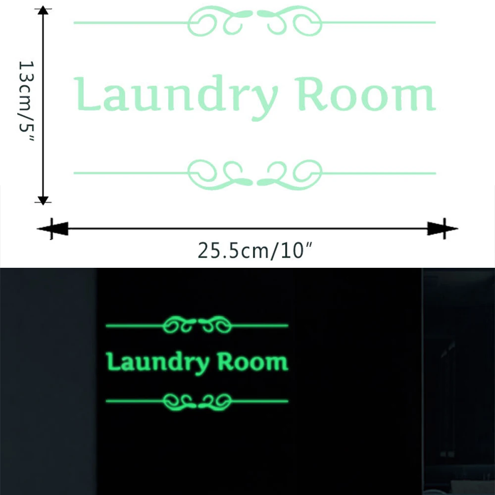 Laundry room sticker 1 Набор светится в темноте, наклейка на дверь в ванную, декор для туалетной двери, виниловая переводная наклейка, винтажное украшение, цитата для украшения двери - Цвет: Laundry room sticker