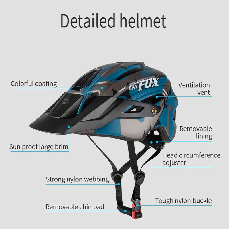 

BATFOX Racing Cycling Helmet with Light Woman MTB Bike Road Bicycle Helmet Ultralight Mountain Helmet Sport Safety Equipment