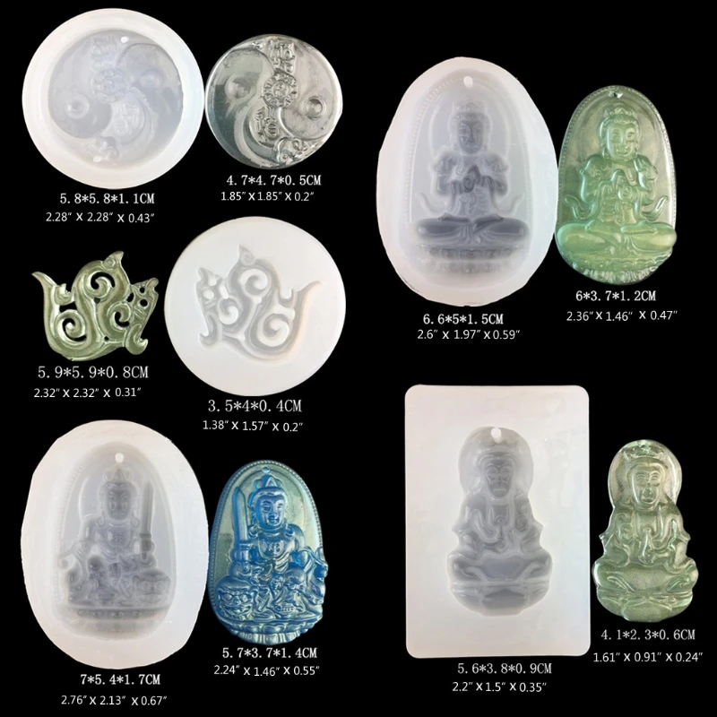 

10 Styles Guanyin Chinese Traditional Amulet Resin Casting Mold Kit Tools