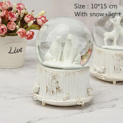bear CrWhite Bear Elk музыкальная шкатулка для украшения дома хрустальный шар с светильник Снежная комната Декор вечерние реквизиты украшения подарок для друга - Цвет: bear