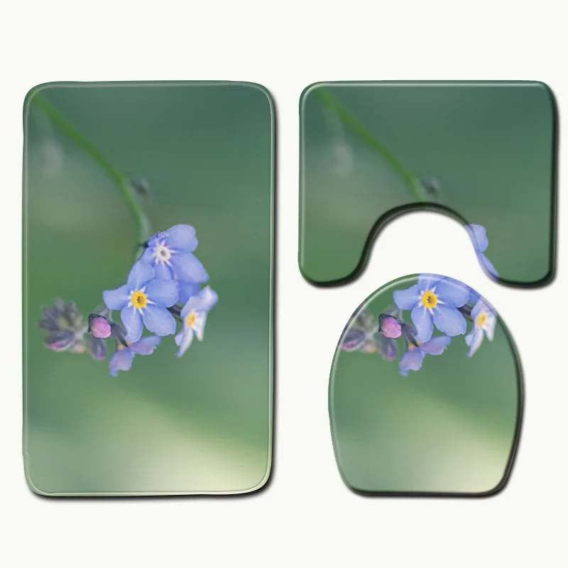 

Zeegle Flower Pattern Mats For Bathroom Absorbent 3pcs Toilet Rugs Bath Mats Non-slip Bathroom Rug Bath Carpet Set Shower Mats