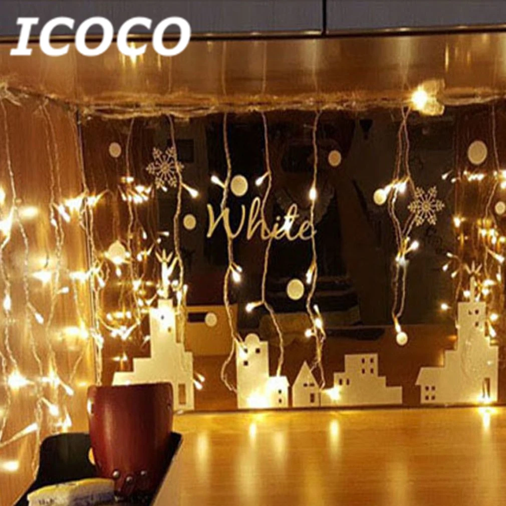 ICOCO гирлянды рождественские наружные украшения 4 м Дроп 0 6 занавеска сосулька