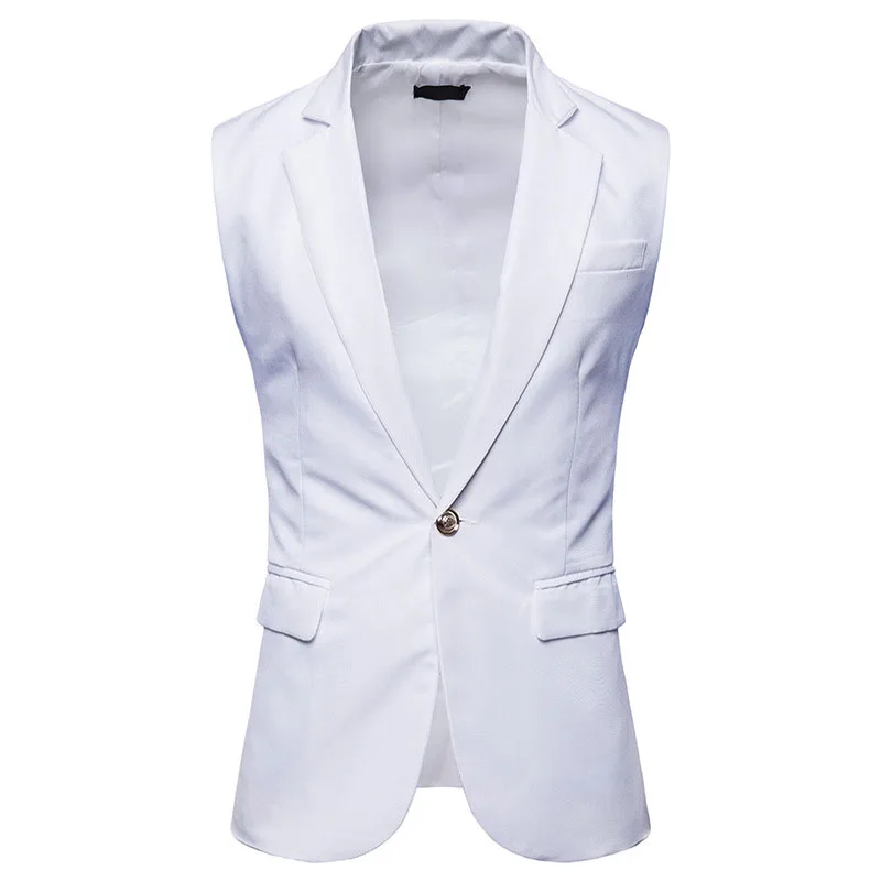 Мужской однобортный длинный костюм жилет 2020 модный приталенный повседневный