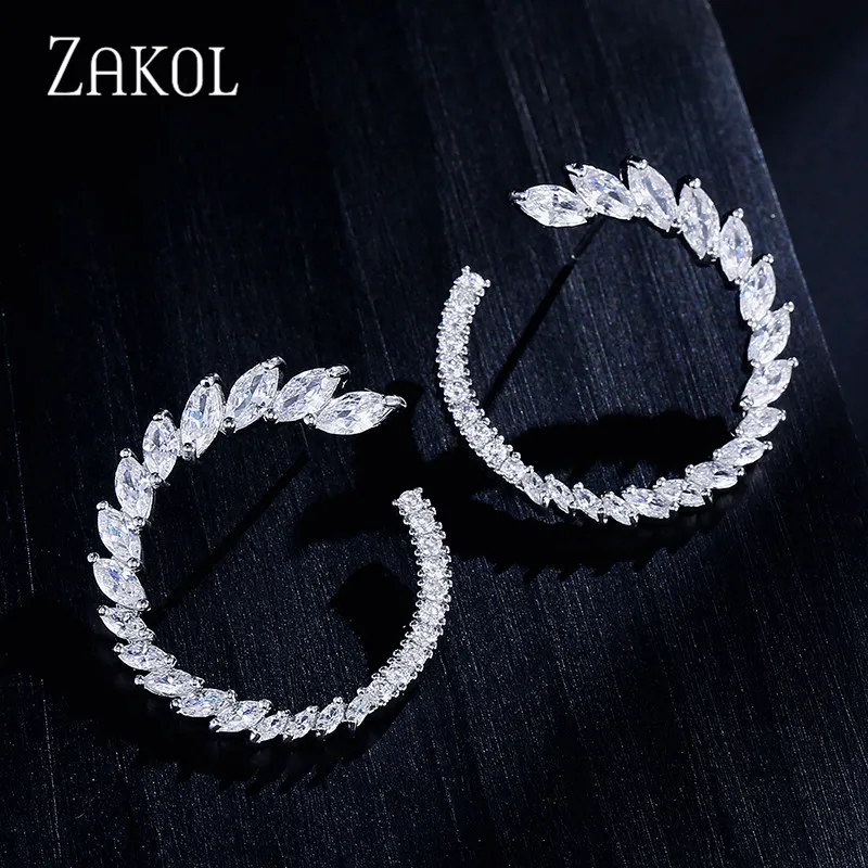 ZAKOL Маркиза Кристалл циркония окруженный трендовые серьги гвоздики девушка