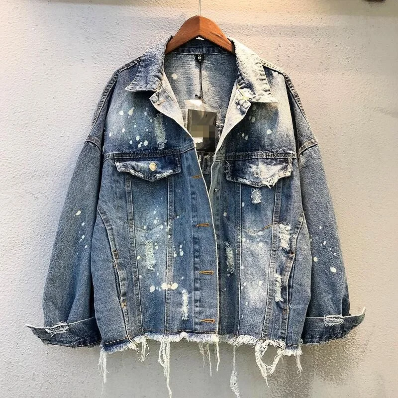 Женская винтажная куртка CHICATWILL с блестками длинным рукавом и дырками | одежда