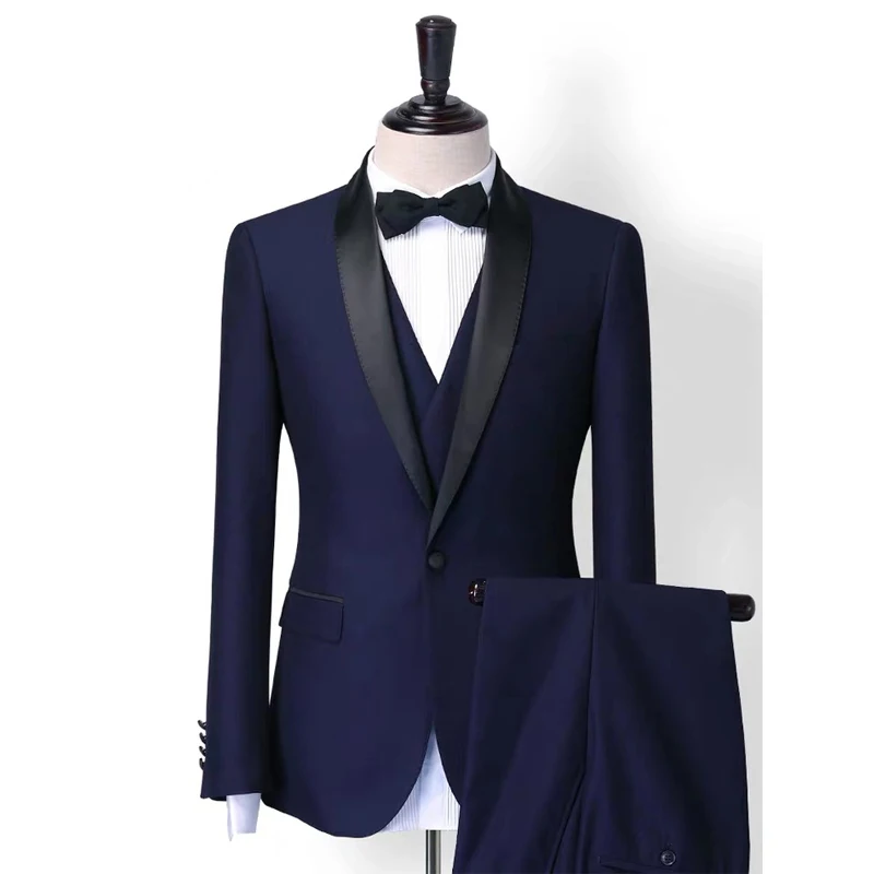 

Модные облегающие свадебные костюмы для мужчин, 3 предмета, облегающая однобортная куртка с отложным воротником, костюм певицы для выпускве...