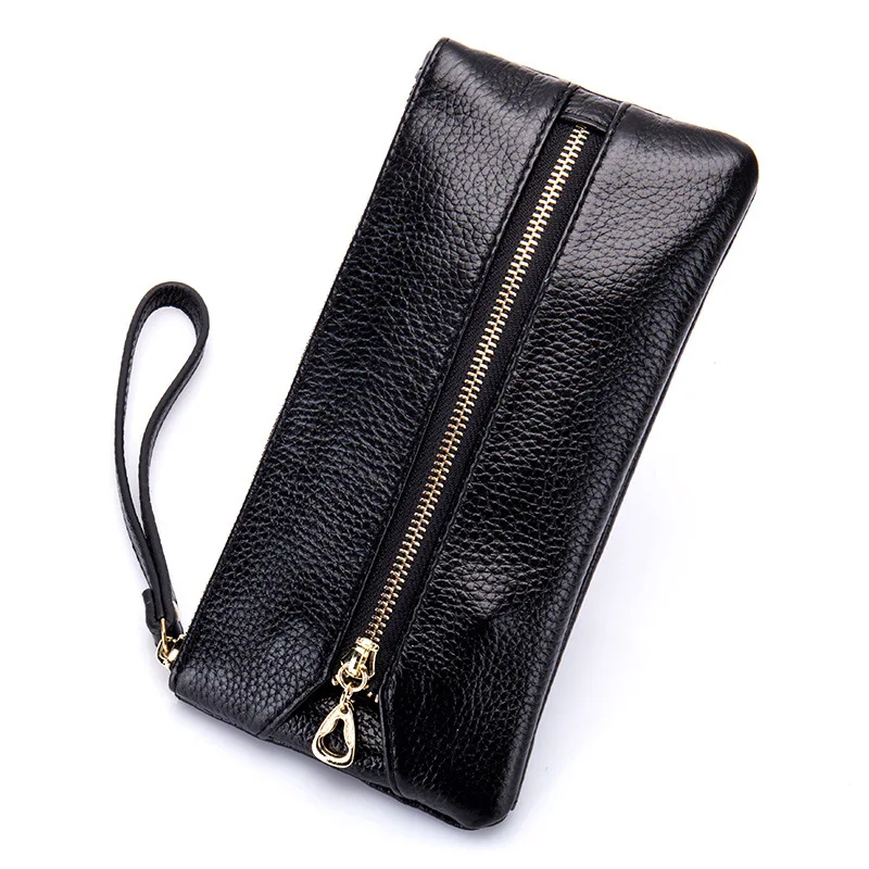

Women Keys Wallet Purse Genuine Leather Fashion Cowhide Leather Clutch Bag Lady Zipper Multifunction Portable Handbag for Female