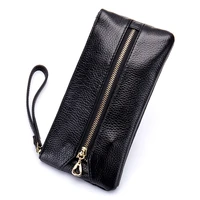 women keys wallet purse genuine leather fashion cowhide leather clutch bag lady zipper multifunction portable handbag for female