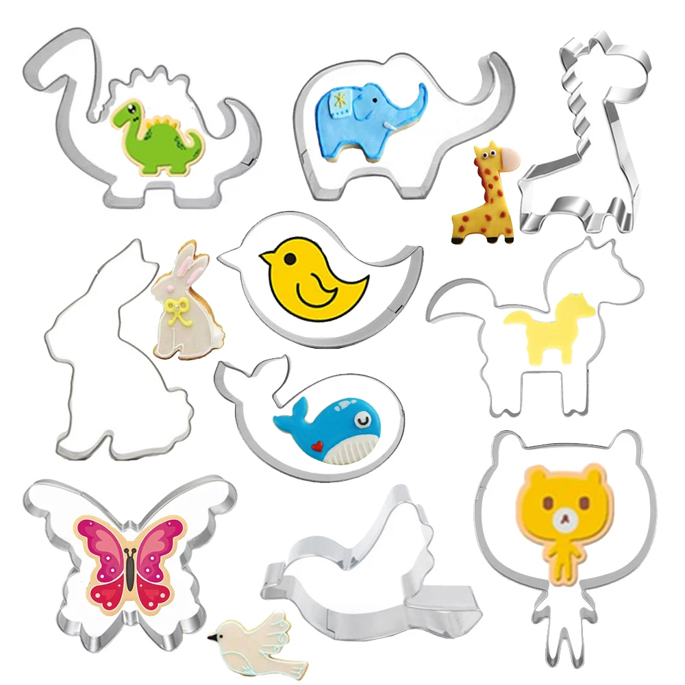 

10Pcs Animal Baking Mould Dinosaur Rabbit Horse Bear Cutter Children's Day Egg Mould Cake Cookie Cutter Biscuit Candy DIY Mold