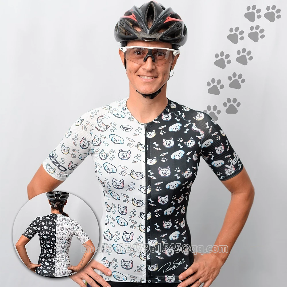 

Vezzo 2021 Cycling Jersey Cartoon Dog Road Bike Clothing Tops Women Breathable MTB Racing Cycle Sportswear Pro Aero Bike Shirts