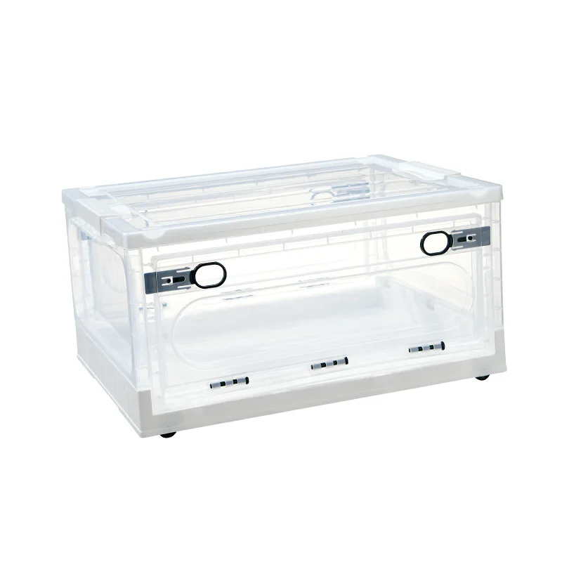 

Household Oversized Storage Box With Roller Foldable Storage Box Clothing Book Storage Box Flip Transparent Finishing Box