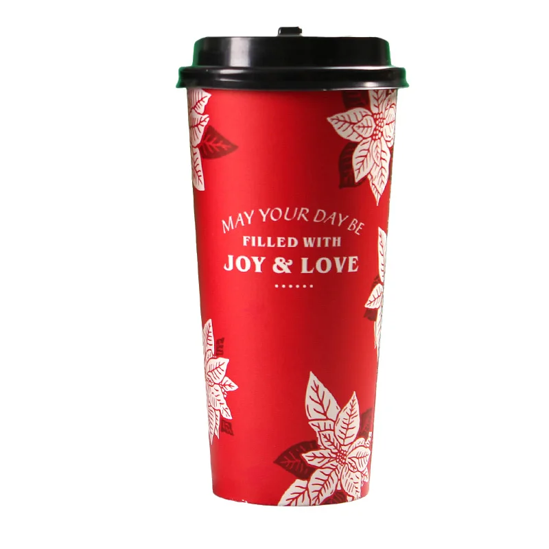 

50pcs Net red disposable milk tea cup 500ml 700ml red paper cups birthday party favors juice coffee drinking cups with lids