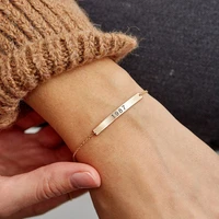 jujie stainless steel geometric bracelets for women charms simple bracelet friendship laser engraving jewelry