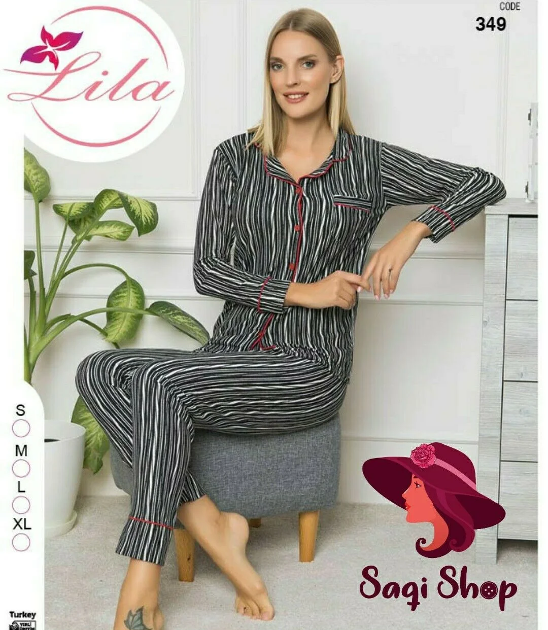 

Woman Long Sleeve Sleepwear Nightwear Cotton Winter Pajamas Set Sizes S M L XL