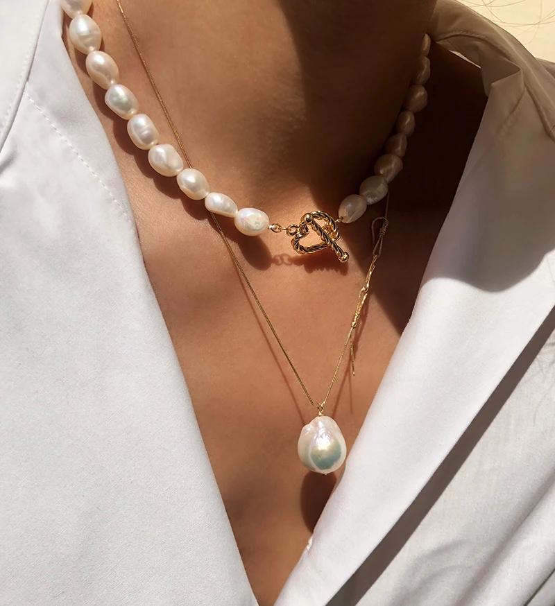 

Timeless Wonder Glam Natural Pearl Waterdrop Choker Necklace Women Jewelry Punk Ins Top Boho Designer Goth Fancy New Spring 5121