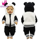 Одежда для кукол для новорожденных, пальто с капюшоном в виде черного медведя и панды, пальто для кукол для девочек 18 дюймов, комплект штанов, подарок для девочки