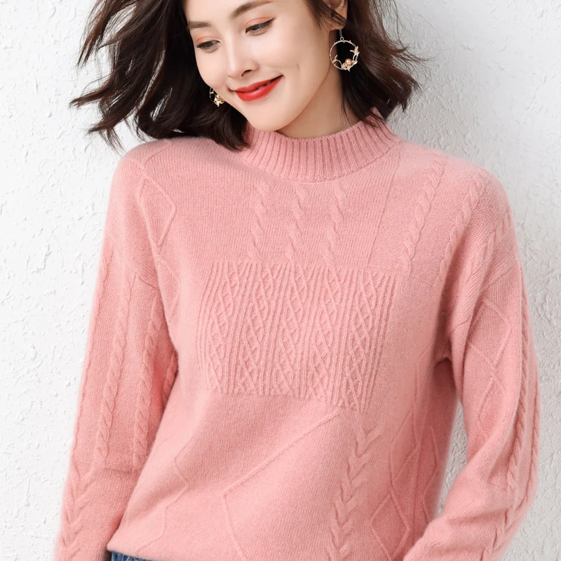 Autumn and winter half turtleneck sweater pullover women 2021 loose cashmere sweater bottoming sweater women knitted sweater