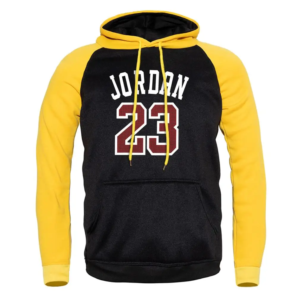 Горячая Распродажа Осень Зима Jordan 23 с капюшоном реглан Мужская Уличная Повседневная Толстовка Мужская хип-хоп спортивная одежда - Цвет: yellow black 6