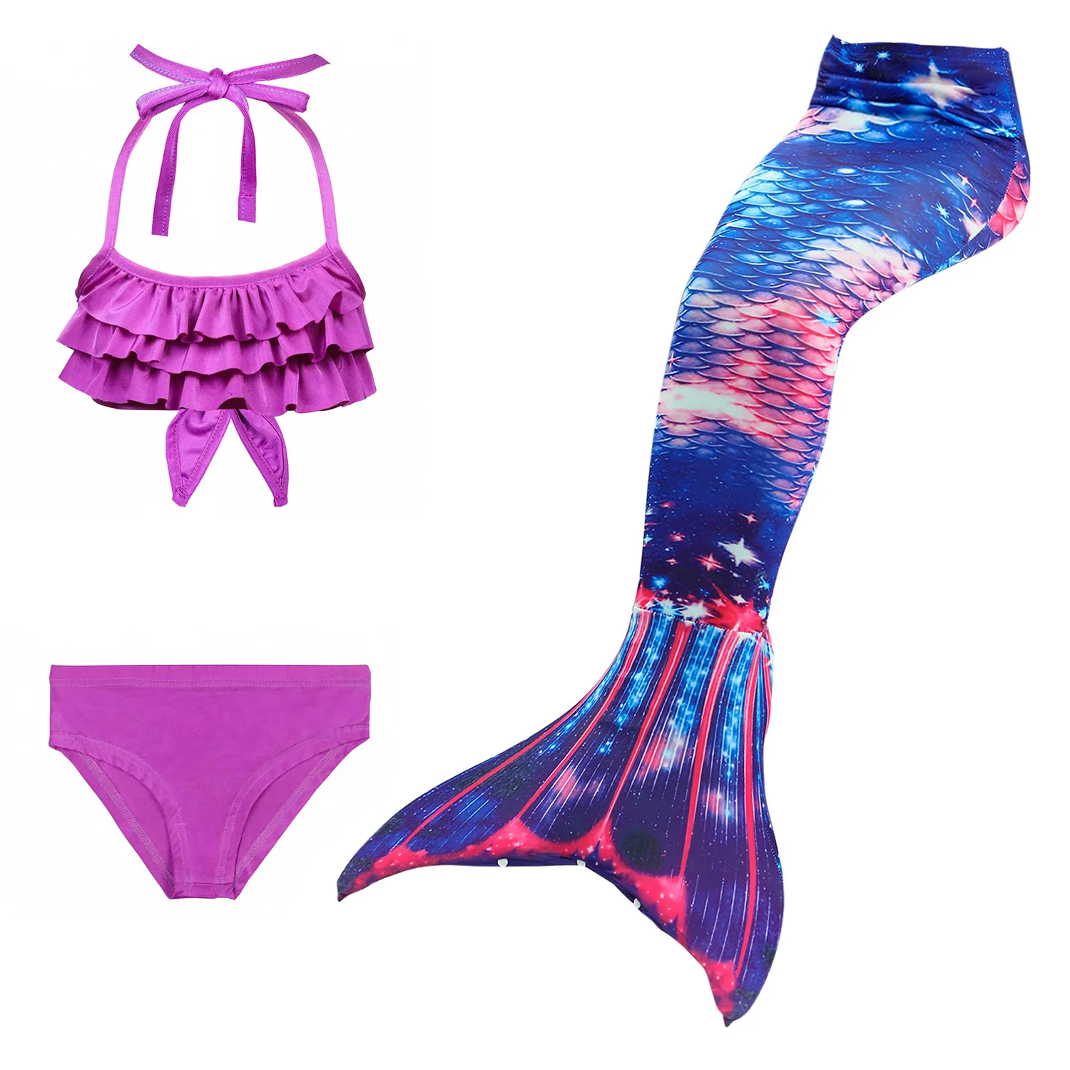 3PCS SET NO MONOFIN Детский купальный костюм; купальный костюм с хвостом русалки; карнавальные костюмы; купальный костюм для девочек; купальный костюм - Цвет: 3PCS SET NO MONOFIN