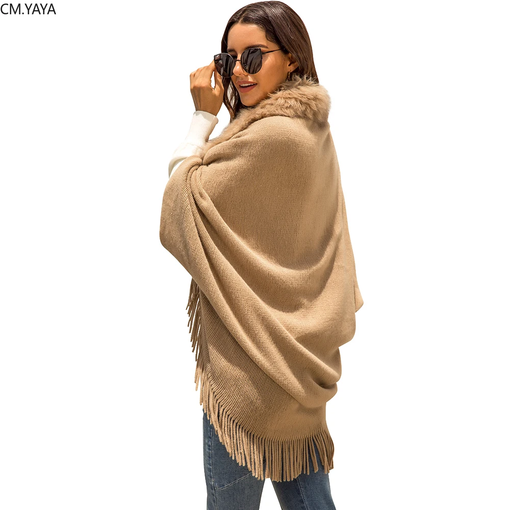 Зимние женские элегантные большого размера с длинным рукавом свитера бахромой