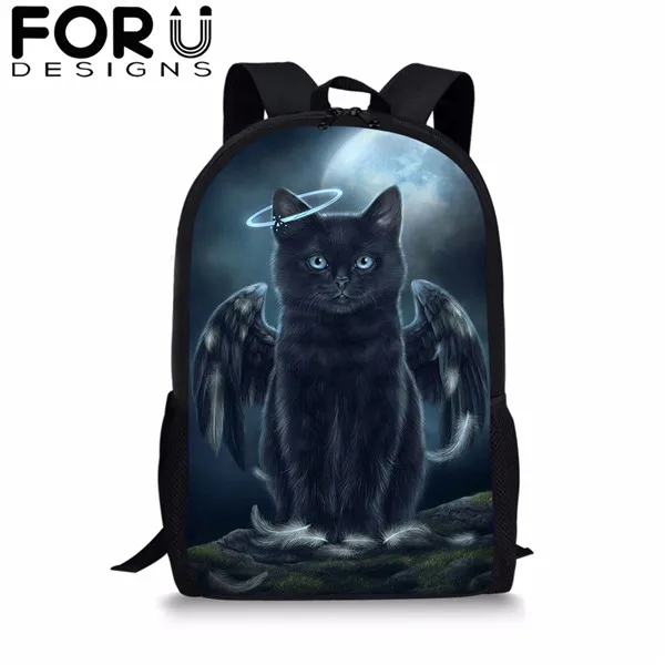 FORUDESIGNS/готический Черная кошка школьные сумки 3 шт./компл. для девочек и мальчиков Повседневное 3D Для женщин рюкзак ортопедический рюкзак детская дорожная сумка для книг - Цвет: CDGX1386C