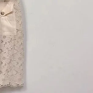 

2021 Summer New Lapel Buttoned Belt Straight Hollow Cotton Blend Dress