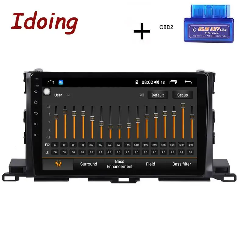 with OBD Idoing 10," 4G+ 64G Восьмиядерный DSP автомобильный Android 8,1 мультимедийный плеер для Toyota Highlander- gps-навигация Авторадио AHD - Цвет: with OBD