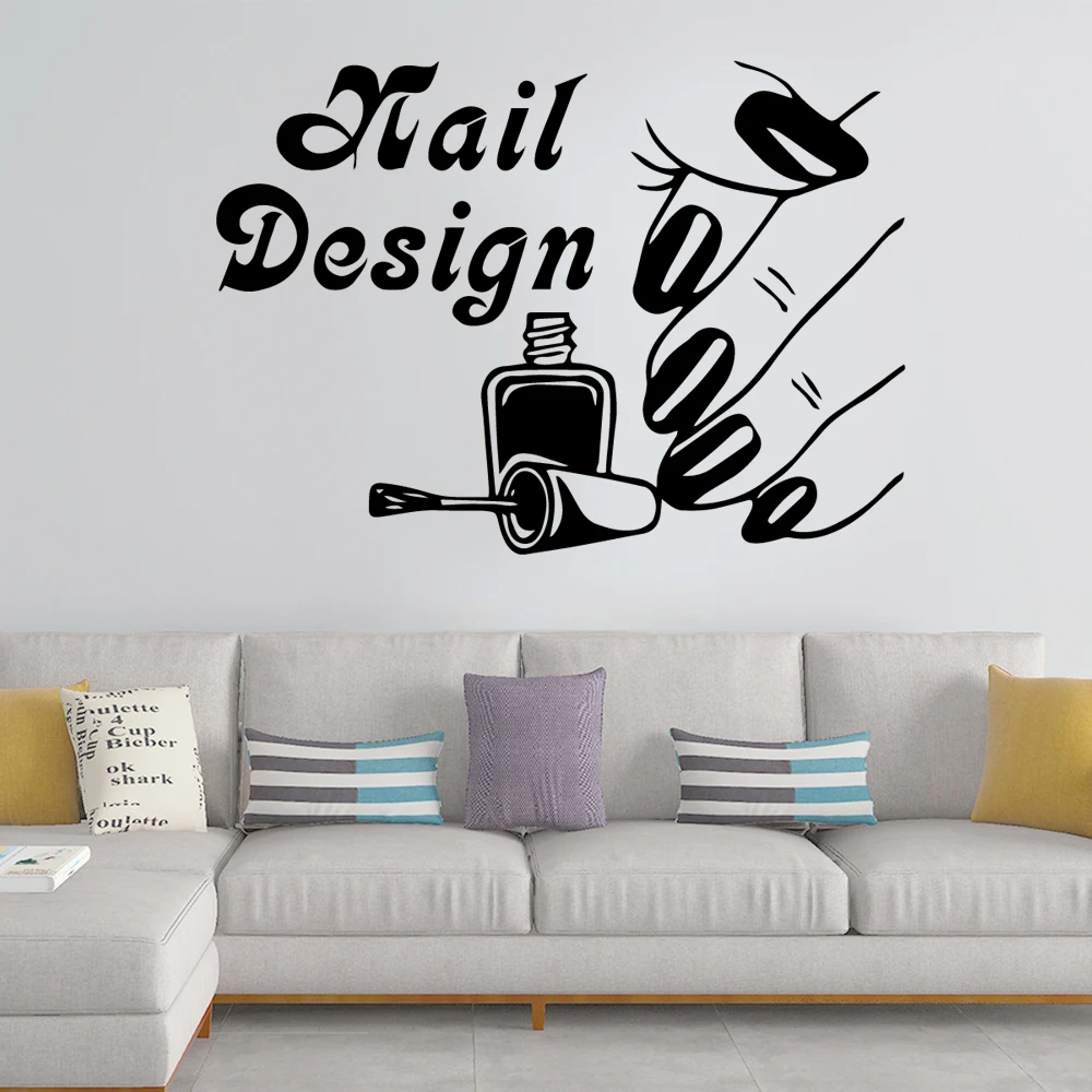 

Diy Nail Vinyl Wallpaper Wall Nail Stickers For Beauty Salon Creative Wall Art Decal Commercial Sticker adesivo de parede