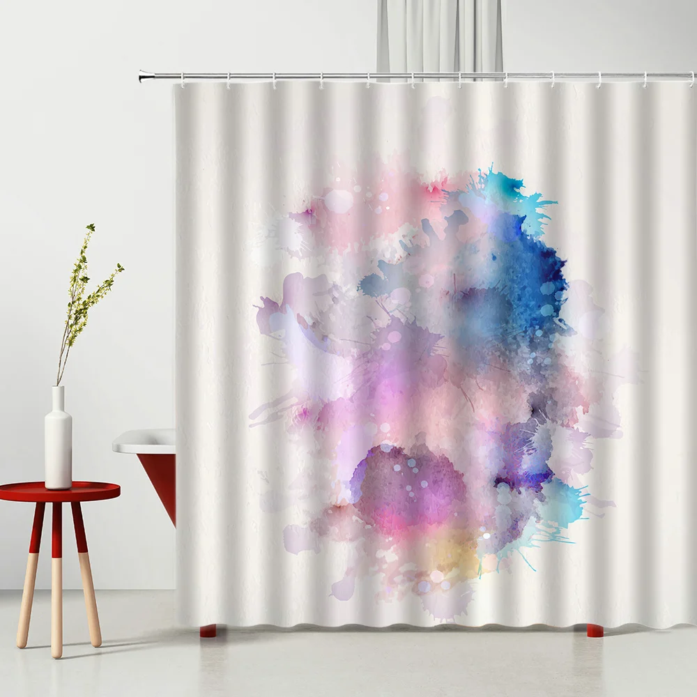 

Creativity Water Color Style Shower Curtains Graffiti Art Bathtub Decoration Multiple Size Hanging Curtain With Hooks