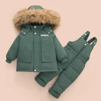 2021 russian winter down jacket baby boy parka real fur girl clothes children clothing set toddler thick warm overalls snowsuit