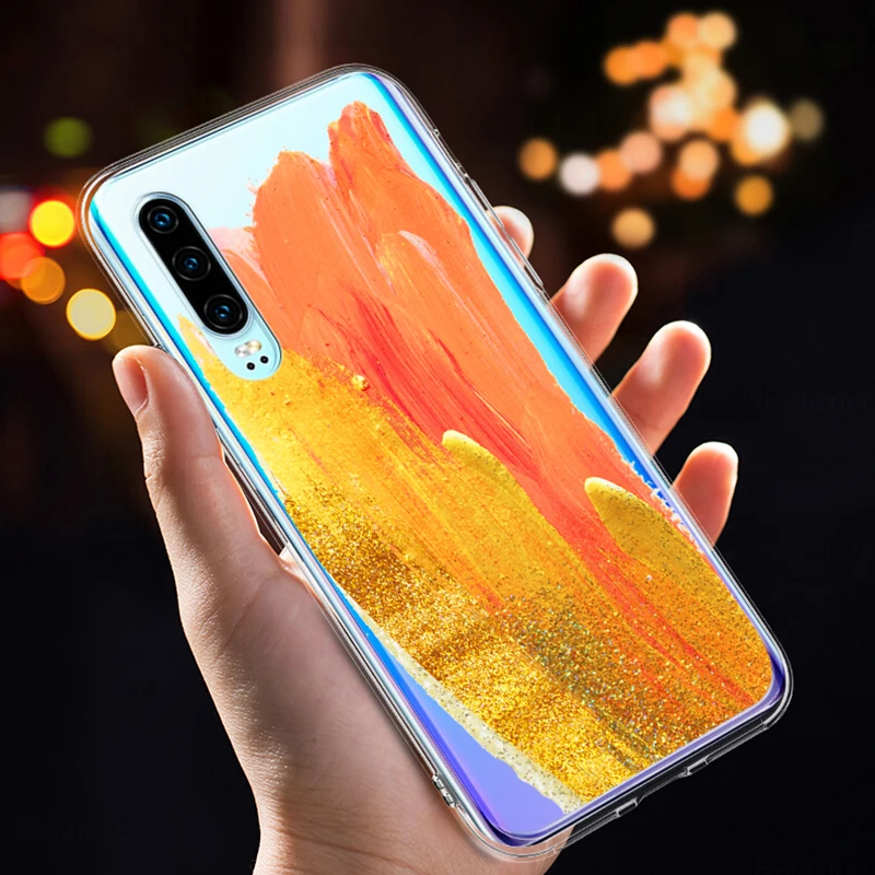 Чехол для Huawei P30 pro lite мягкий силиконовый чехол телефона с рисунком маслом бампер