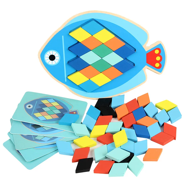 

Early Childhood Education Wooden Puzzle Toy Animal Cartoon Three-dimensional Shape Jigsaw Baby Puzzle Enlightenment Gift
