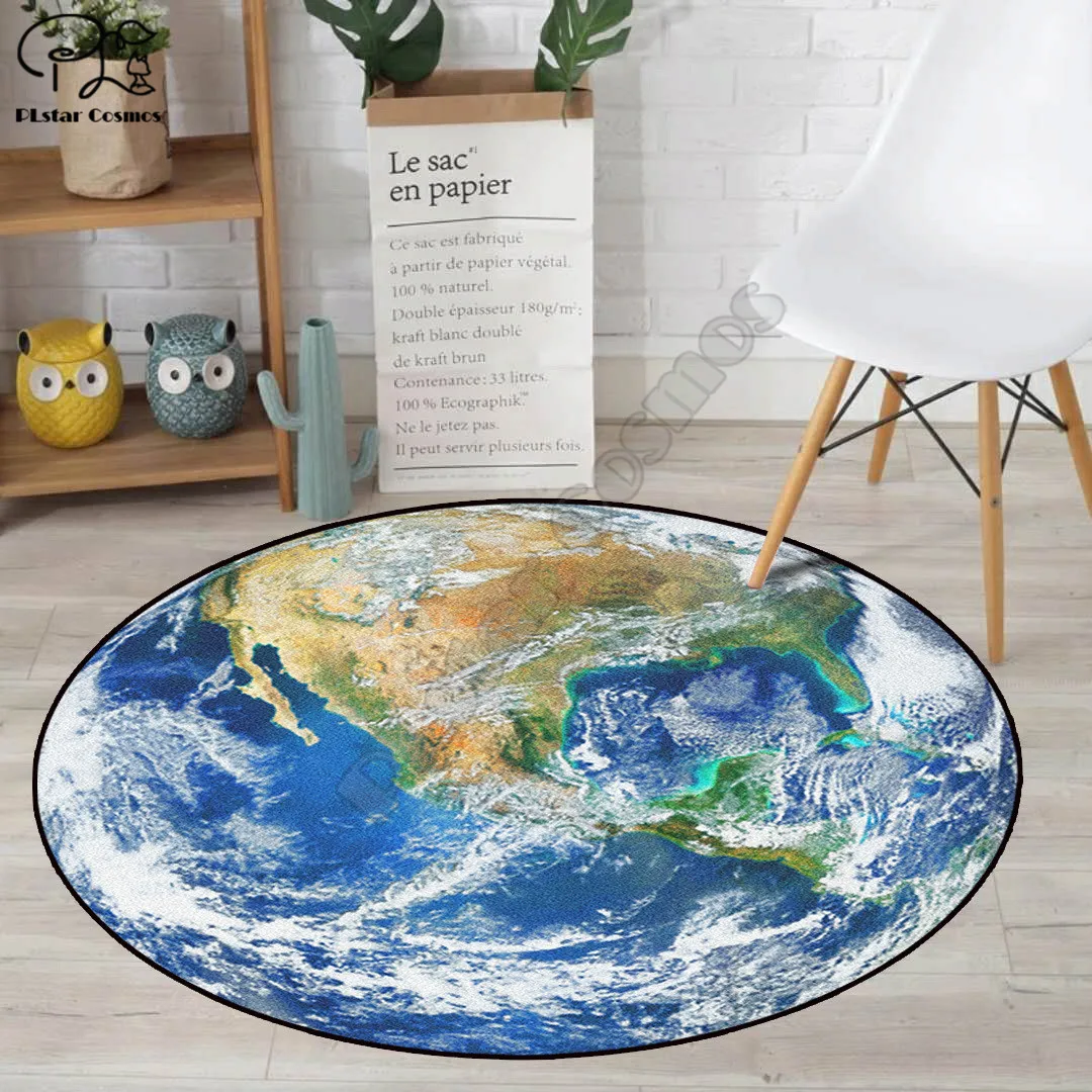 

Earth pattern carpet Square Anti-Skid Area Floor Mat 3D Rug Non-slip Mat Dining Room Living Room Soft Bedroom Carpet
