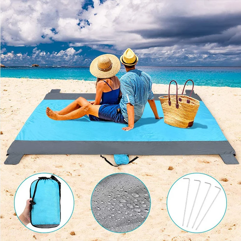 Пляжное одеяло большое для пикника на открытом воздухе складной портативный