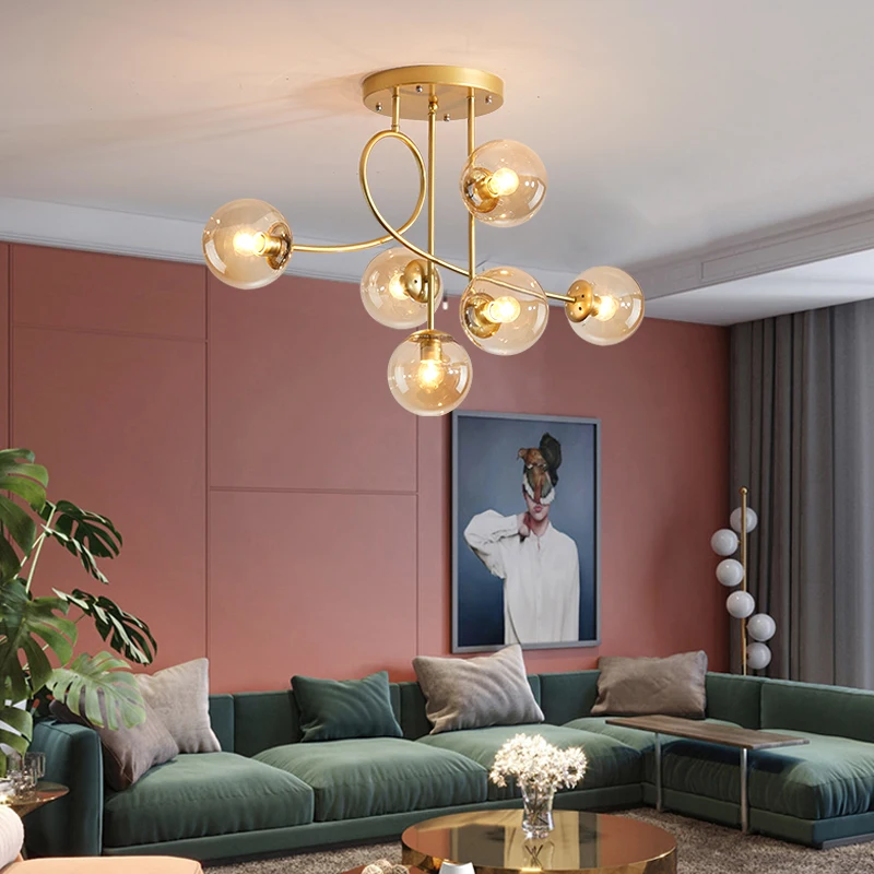 Moderno bola de cristal candelabros para Comedor Cocina habitación sala de techo candelabro de iluminación de interior Accesorios