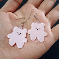 cute bear drop earrings fashion colorful bears anime jewelry 2022 hot trendy candy dangle classic accessories for women as gift