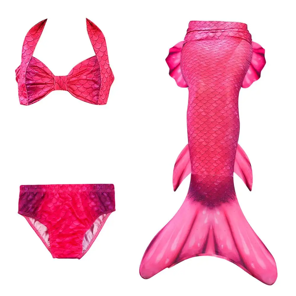 

Costumes Halloween The Little Mermaid Girls Swimsuit 3PCS Children Mermaid Tails For Swimming Party Cosplay Bikini Bathing Suit