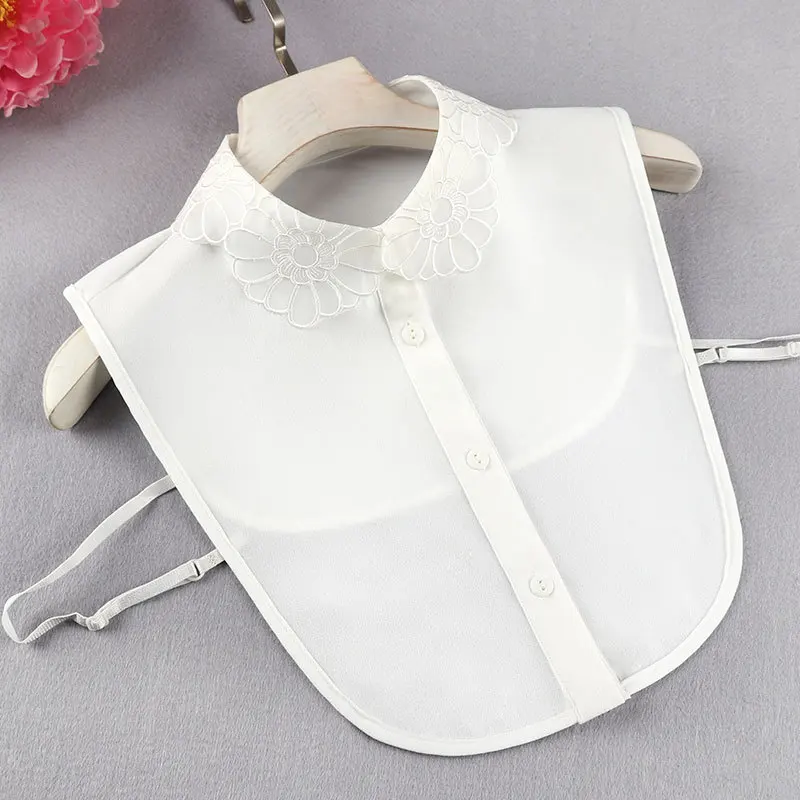 Linbaiway Женский шифоновый накладной воротник белый отворот съемная пуговица