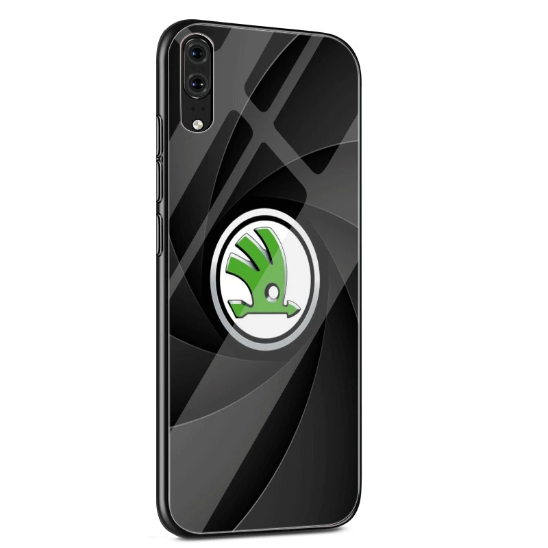Стеклянный чехол для телефона huawei P30 P10 P20 7A Y6 Y9 P Smart mate 20 Honor 9 10 8X Lite Pro Чехол Skoda с логотипом автомобиля