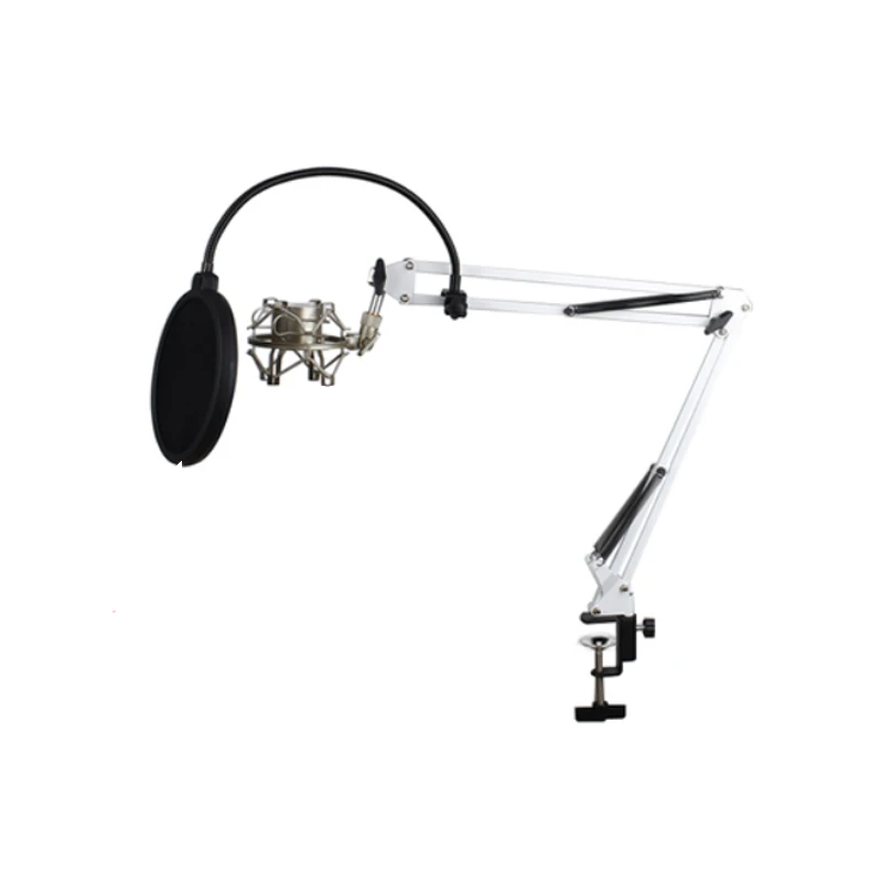 Белая Подвеска для микрофона штатив с ножничным рычагом и держателем зажимом