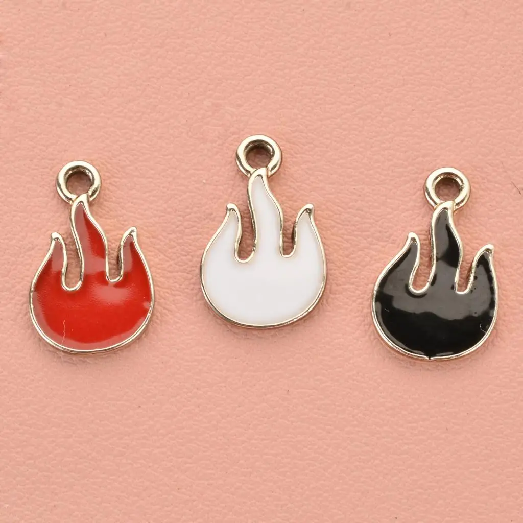 

Fashion Charms Gold Color Metal Multicolor Flame Fire Enamel Pendants DIY Making Necklace Earrings Jewelry 16mm x 10mm,20PCs
