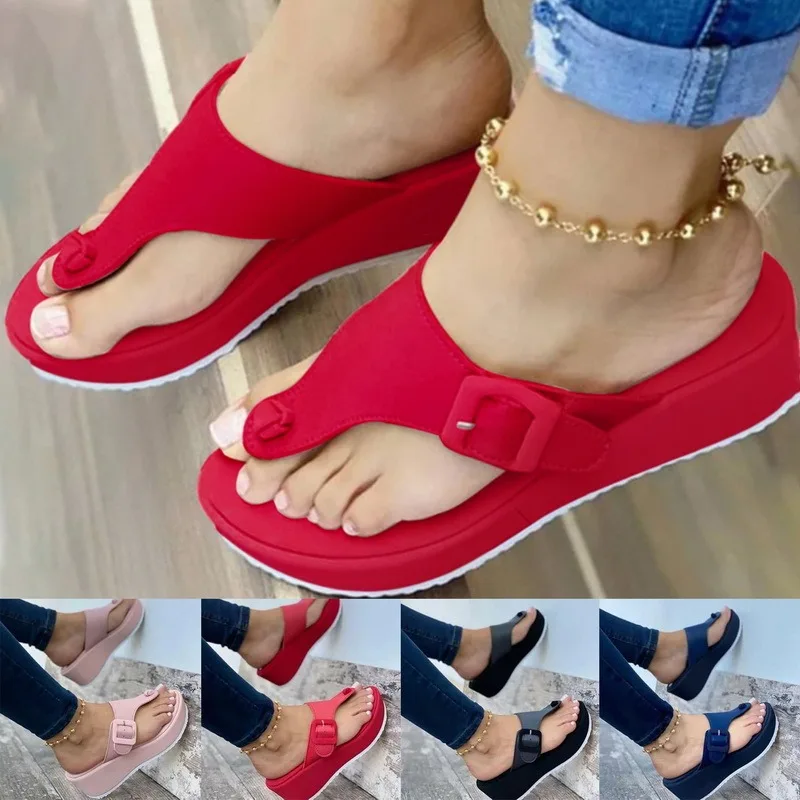 

Women's Sandals Women Summer Shoes Beach Platform Clip Toes Buckle Strap PU Leather Female Sandalias Ladies Casual Shoes 2021