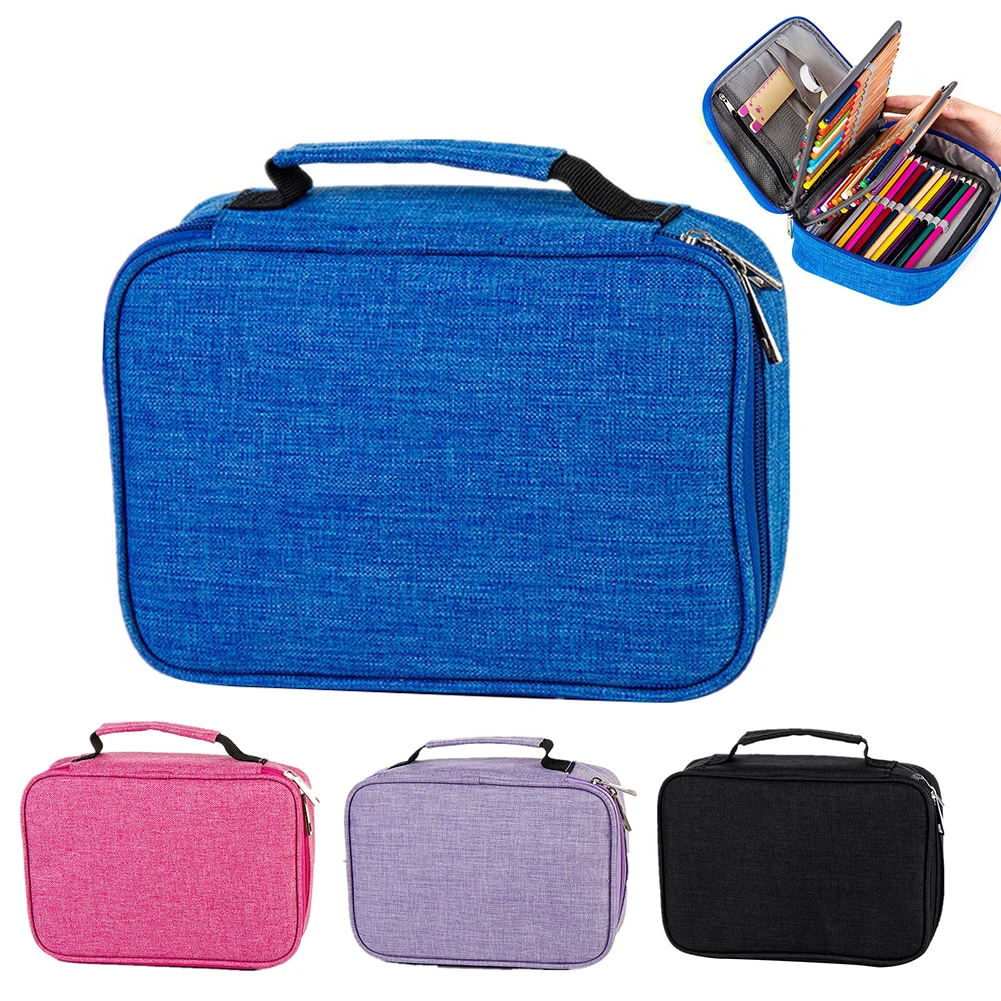 Large Capacity 72 Holes Zipper Pencil Case Closure Pen Bag Polyester Stationery Storage case School Office Supply | Дом и сад