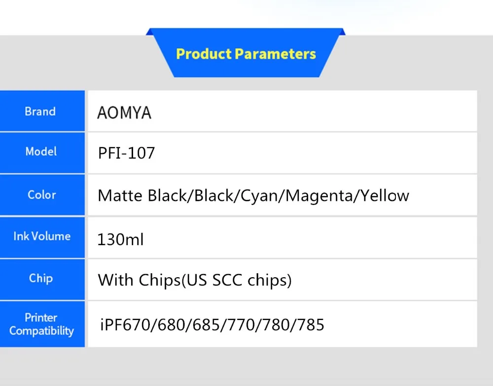 PFI-107 совместимый чернильный картридж для принтера Canon IPF670 IPF680 IPF685 IPF770 IPF780 IPF785 IPF-670 IPF-770 IPF 670 770 PFI107 PFI 107