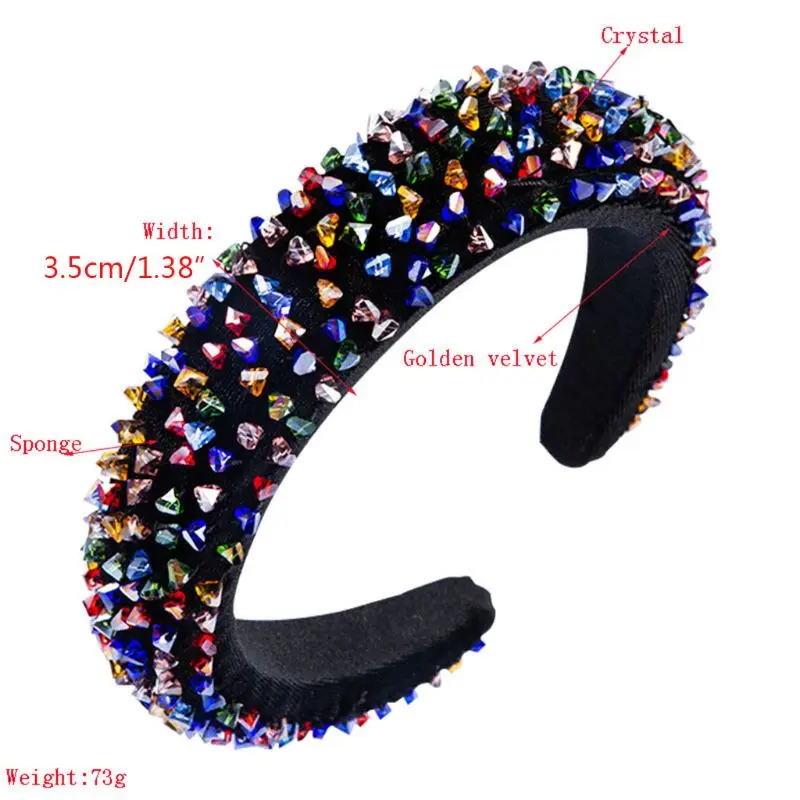 

Baroque Handmade Jewelry Headband Velvet Sponge Shimmer Glass Beads Hair Hoop