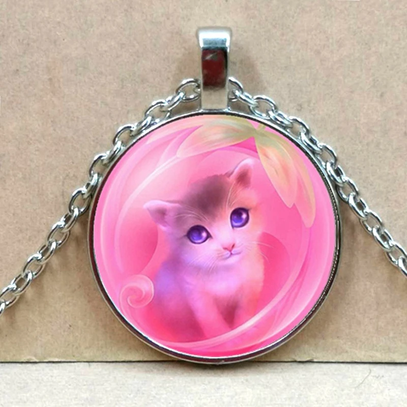 Heat! Винтажное ожерелье с подвеской кошка Инь Янь длинная цепь кабошоном