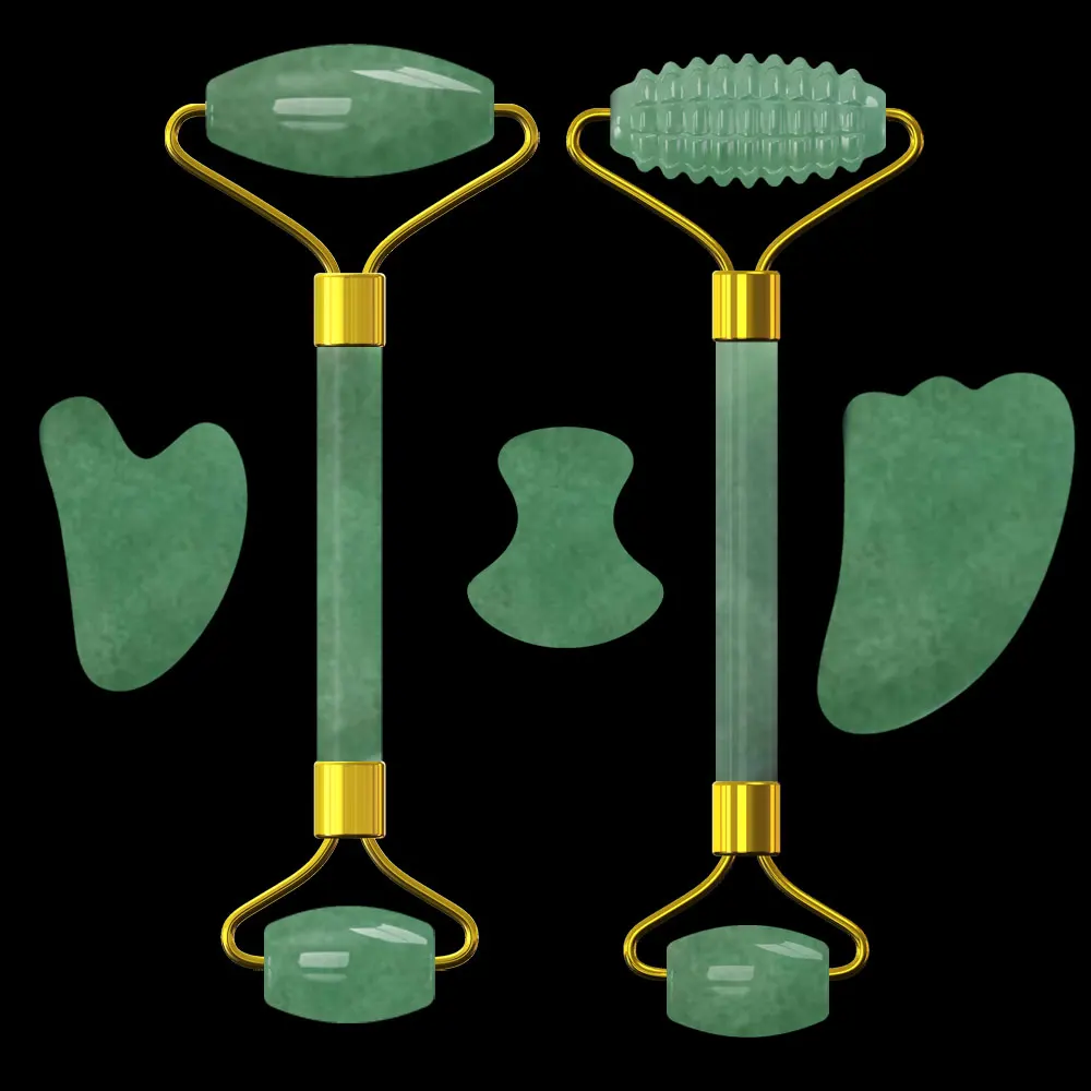 

Green Aventurine Jade Massage Roller Guasha Board Natural Crystal Stone Gouache Scraper Face Massager Anti Wrinkle Jade Roller