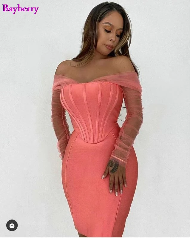 Женское вечернее платье из вискозы с открытыми плечами и сетчатым рукавом |