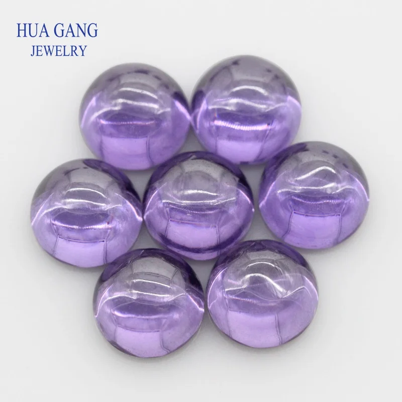 Purple Cubic Zirconia Stone Round Shape Cabochon Cut Flat Back Loose CZ Stone Synthetic Gems For Jewelry 4mm 6mm Free Shipping
