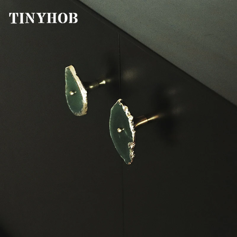 Нерегулярная ручка из агата в скандинавском стиле латунный выдвижной ящик